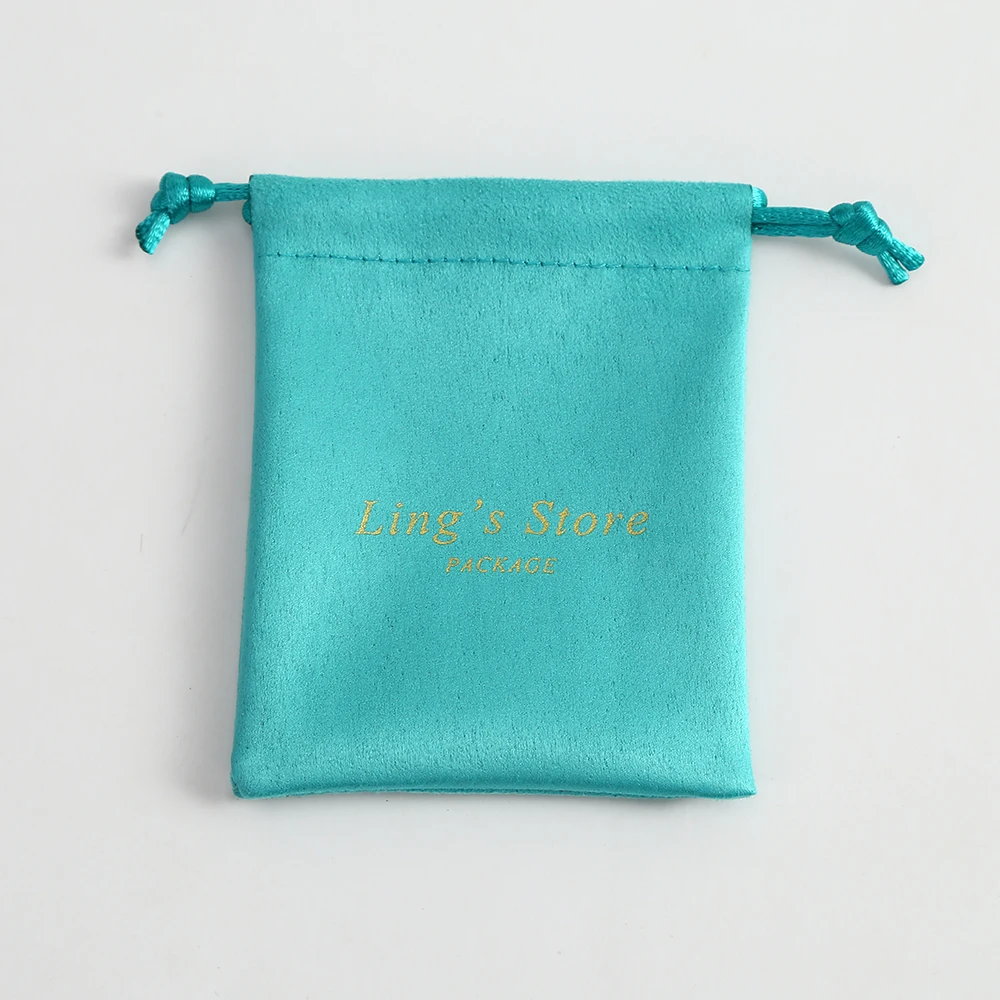 100 Customized Logo Jewelry Packaging Display Velvet Drawstring Pouch Green Gift Bag Chic Wedding Favor Bag Personalized Pouches