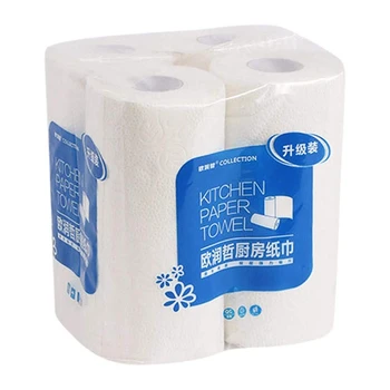 

4 Rolls Towels Paper Kitchen,Oil Absorption Roll Paper,Dish Paper Towels Household,Disposable Absorbent Paper Towels