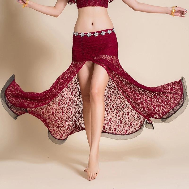 Сексуальный костюм для Bellydance длинная Цыганская юбка для живота одежда для тренировок Черное Кружевное Платье для живота экзотическая танцевальная одежда для взрослых BL2358