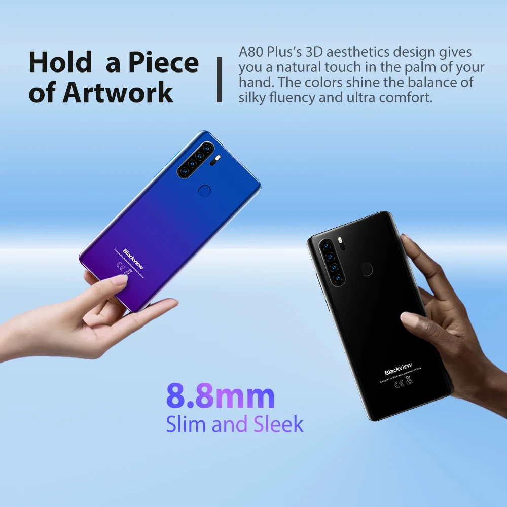 newest android phone t mobile Global Version Blackview A80 Plus Mobile Phone Octa Core 4GB 64GB ROM 13MP Quad Rear Camera 6.49 Inch Smartphone 4G Cellphone cheap t mobile android phones