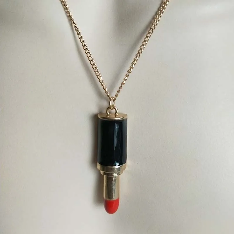 

2019 New Gold Red Lipstick For Women Pendant Gift Ethnic Bohemian Choker Long Necklace Drop Shipping