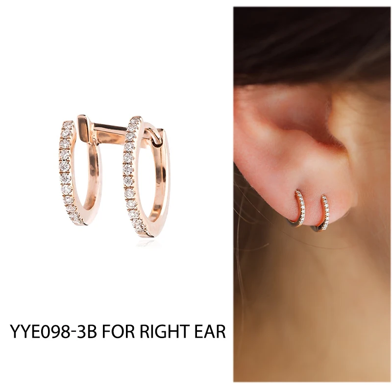 RIGHT ROSE GOLD Moonmory Мода 925 Стерлинговое серебро один тройной чудо левый и правый обручи с ушками манжета серьги женские круглые ювелирные изделия - Окраска металла: RIGHT ROSE GOLD