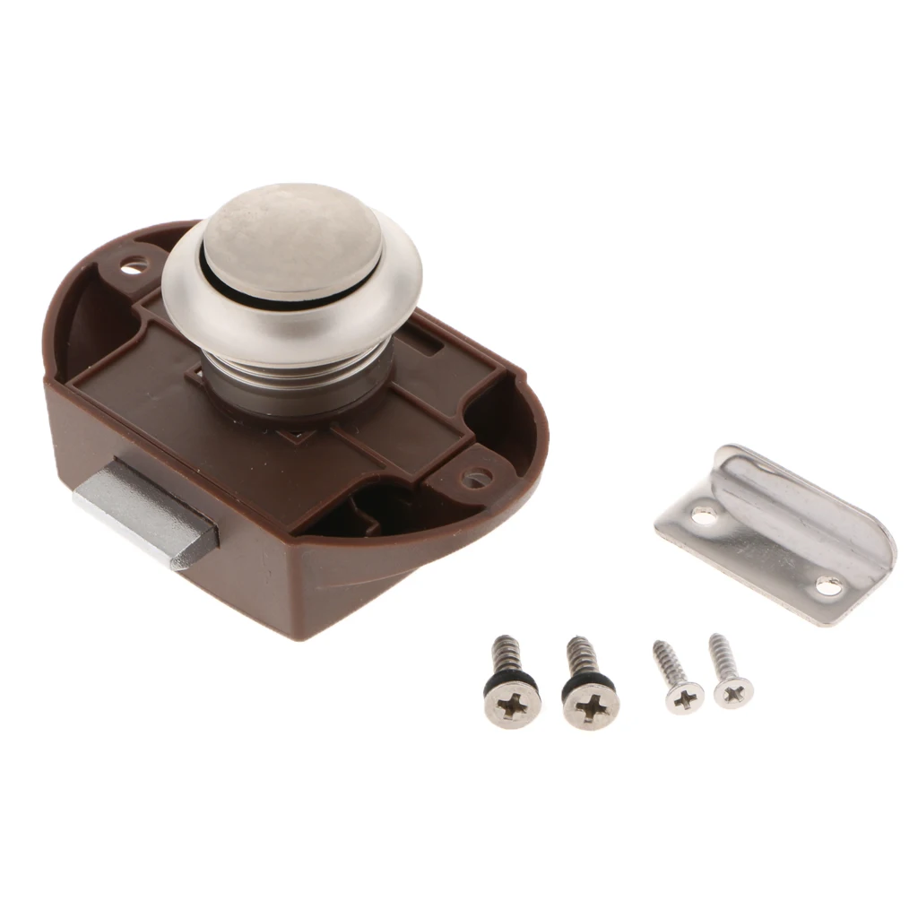Repalcement Key Less Push Button Cabinet Latch for RV/ Boat/ Motor Home/ Caravan Nickel Plated