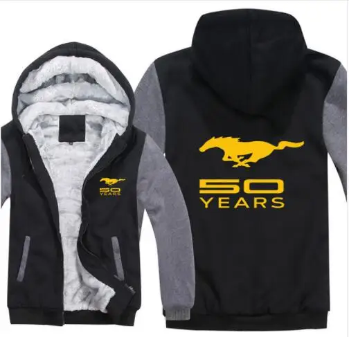 Ford Mustang Hoodies Jacket Winter Mans Unisex Casual Wool Liner Fleece Man Coat Mustang 50 Years Sweatshirts Pullover - Цвет: 11