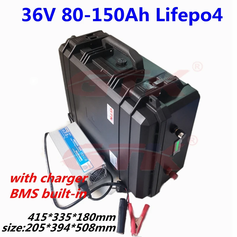 Водонепроницаемый ip67 36V 80Ah 100Ah 120Ah 150Ah LiFepo4 литиевый аккумулятор BMS 12s для троллинга
