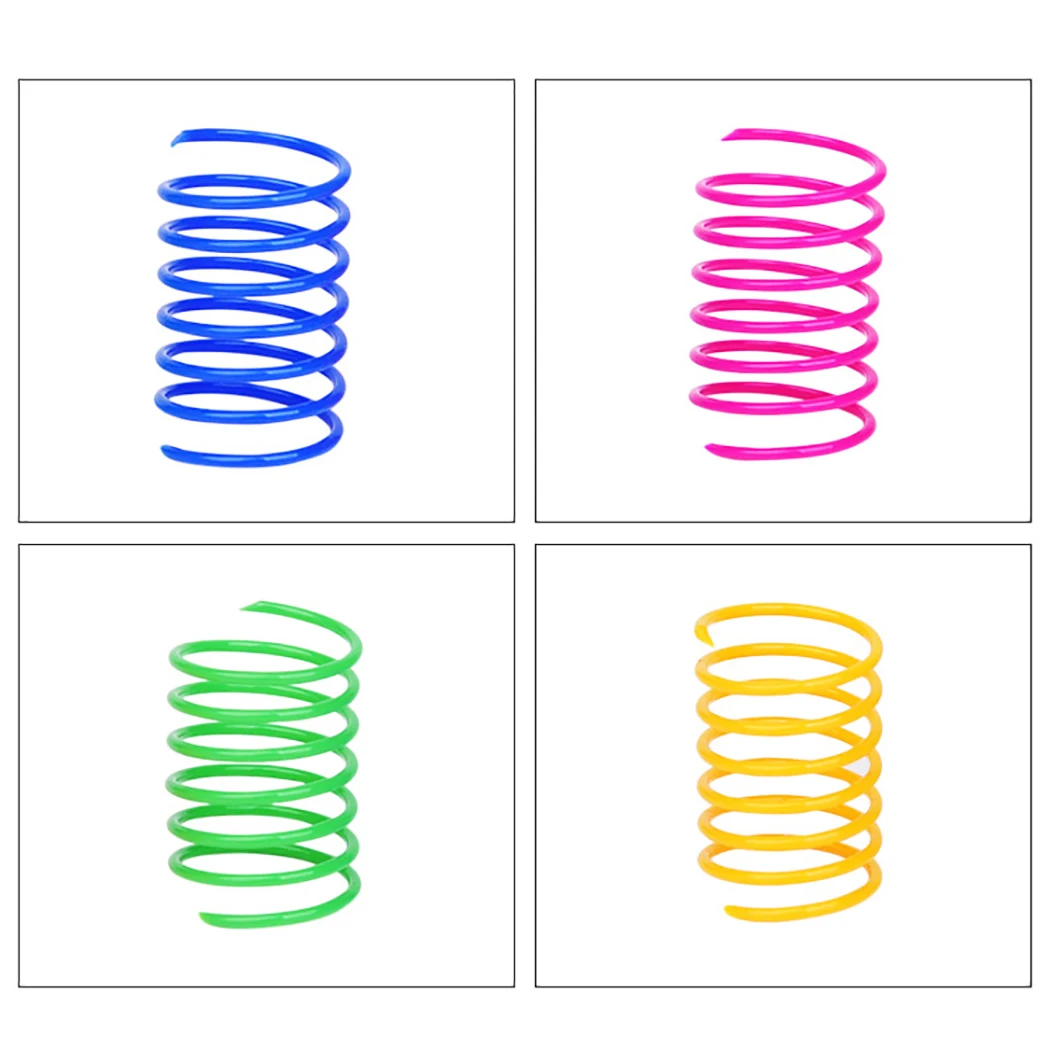 20Pcs Cat Spring Toy Plastic Colorful Coil Spiral Springs Pet Action Wide Durable Interactive Toy Flexible Cat Coil Toy Pet Tool