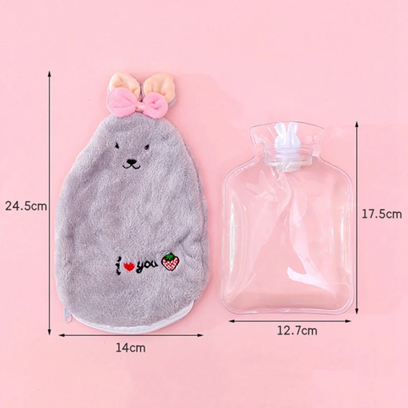 Cartoon Rabbit Explosion-proof Plush Fabrics Hot Water Bottle Cover Warm Water Bag Removable Washable Hot Water Bottle Cover