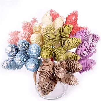 

20Pcs Fake Pine Cones Bunch (6 Stem/Bunch) 5.12" Length Simulation Plastic Plants for Wedding Accessories Home Shop Decorative