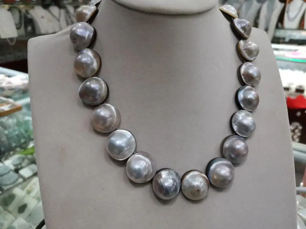 

19''20mm white South Sea Mabe Perla Mabe Chiusura Mabeizhu Necklace Pendant