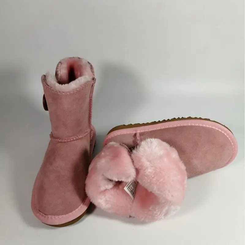 A02 pink Новинка года; детские зимние сапоги с австралийским мехом; теплые детские зимние сапоги; водонепроницаемые зимние сапоги для мальчиков и девочек; детская обувь; Size21-35 - Цвет: A02 pink