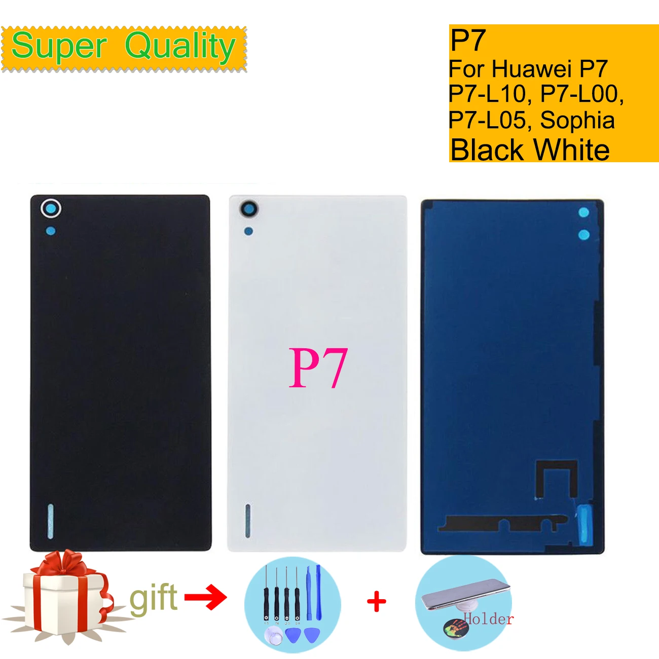 Для huawei ASCEND P7 P7-L10 P7-L00 P7-L05 София Корпус Батарея на заднюю крышку чехол задняя дверь шасси-бампер для мобильного телефона Стекло