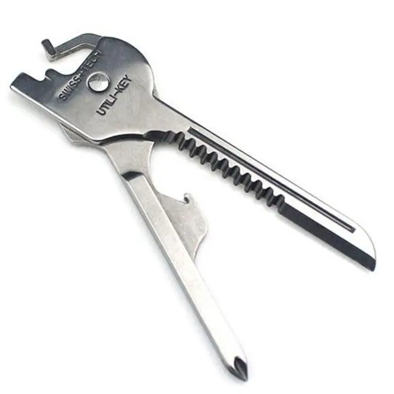 

Portable Multi-function 6 In 1 Key Chain Key Knife Stainless Steel Folding Knife Swiss Camping Screwdriver Multi-tool