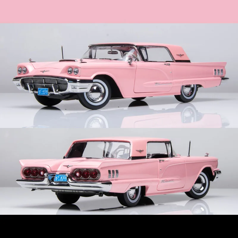 Литая модель автомобиля 1:18 Ford Thunderbird 1960 розовая имитация мышц из сплава коллекция