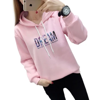 

Russian New Kpop Plus Velvet Warm Hoodies Women Korean Fashion Print Letters Hooded Sweatshirt Casual Loose Oversized Coat Tops