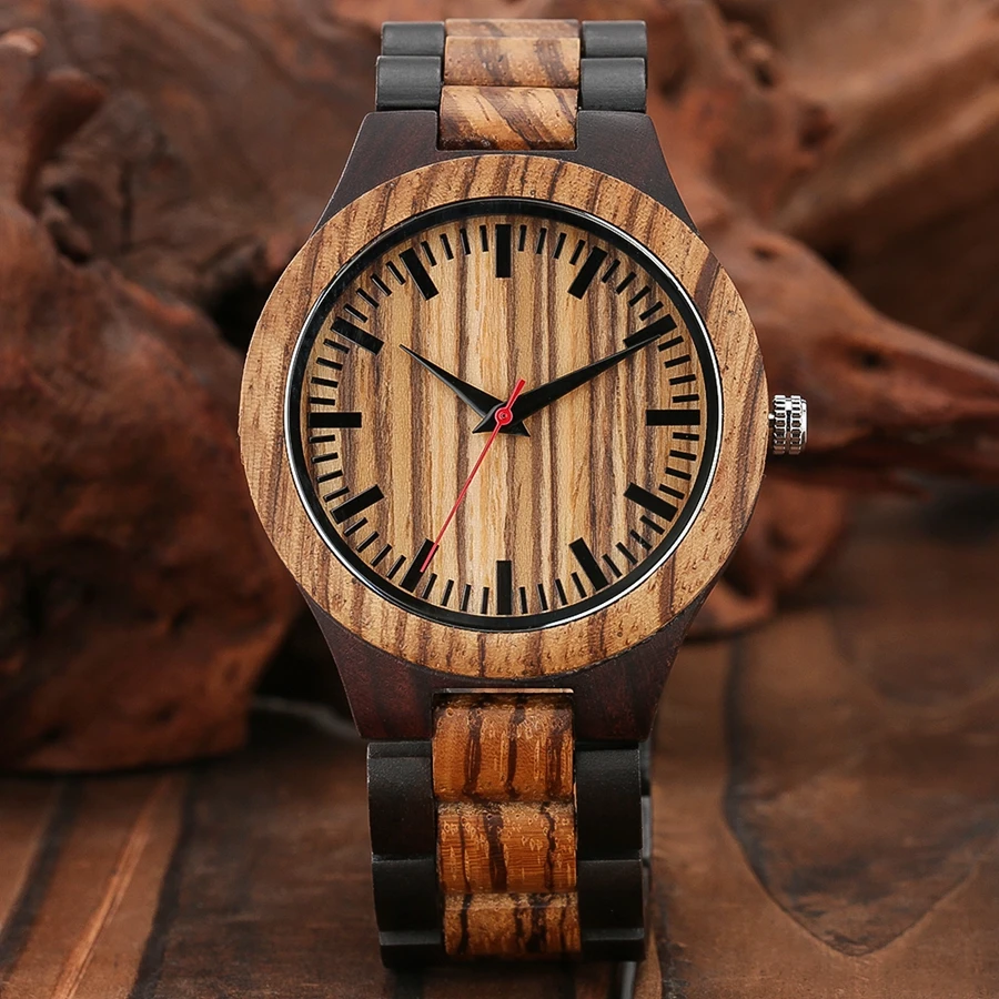 I Love You Customize DIY Word Full Wooden Watch Male Clock Hours Adjustable Wood Band Wrist Watches Present a Great Gift for Men
