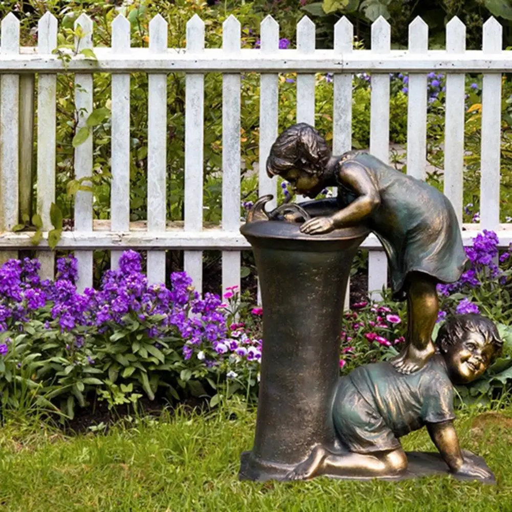 Retro Garden Statue Kids Shape Resin Exquisite Fountain Figurine Outdoor  Decoration Gardening Design Sculpture Delicate Crafts - AliExpress
