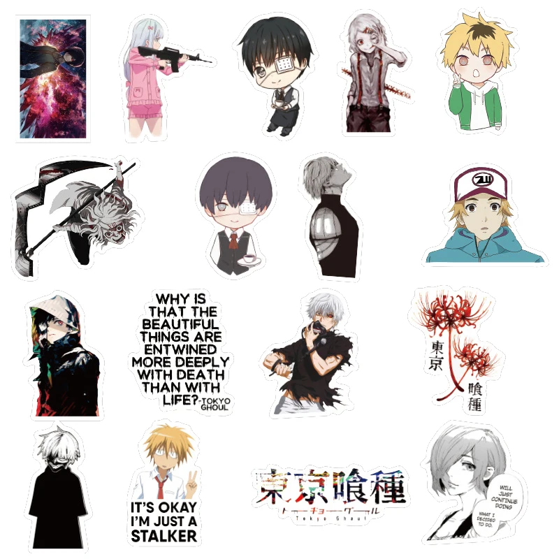 Details about    50Pcs Anime Tokyo Ghoul Waterproof Stickers DIY Luggage Notebook Laptop Guitar
