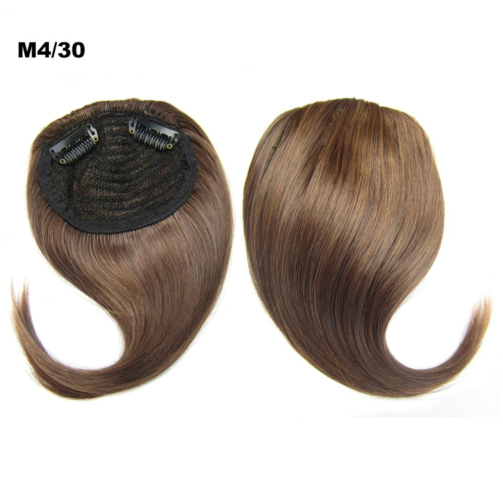 Similler Clip in Hair Bangs Fringe Hair Extensions Dark Brown Synthetic Hairpiece For Women High Temperature Fiber - Цвет: M430