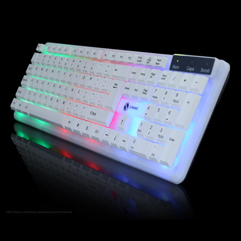 104 Keycaps Gaming Keyboard Colorful LED Backlit USB Wired Gamer Keyboard Professional Gaming Keyboard for PC 2
