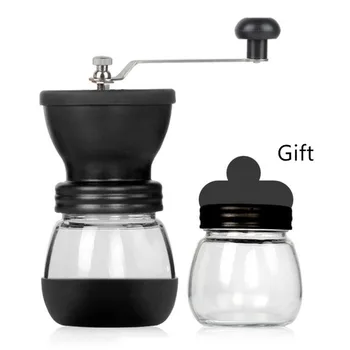 

YRP Manual Ceramic Burr Coffee Bean Grinder with Fortified Glass Storage Jar Durable Cafe Bean Mill Coffee Maker Kitchen Tools