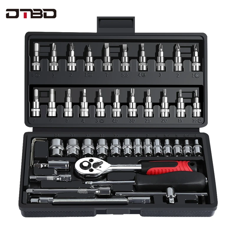 

DTBD Car Repair Tool Combination Set Ratchet Torque Wrench Socket Spanner Screwdriver Household Motorcycle Auto Repairing