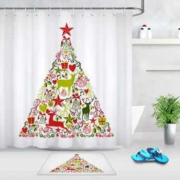 

Christmas Bathroom Decoration Gift Shower Bath Curtain Partition Curtains Cartoon Printing Waterproof Bathtub Shower Curtain