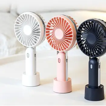 

USB Charging Handheld Summer Mini Round Fan With Base Electric Handheld Fan Nordic Outdoor Portable Cooler