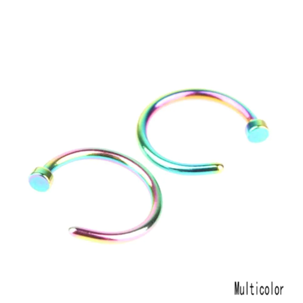 Colorful Модная поддельная перегородка медицинский из титанового сплава кольцо для пирсинга носа Серебро Золото Кольца для носа для женщин девочек Сережка для пирсинга в перегородку носа ювелирные изделия 1 шт - Окраска металла: Colorful