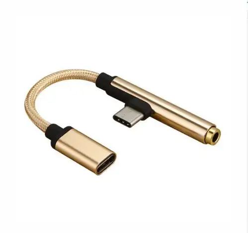 Usb type C до 3,5 мм разъем для наушников аудио кабель type-C адаптер AUX Наушники USB-C зарядное устройство конвертер для huawei Xiaomi - Цвет: gold