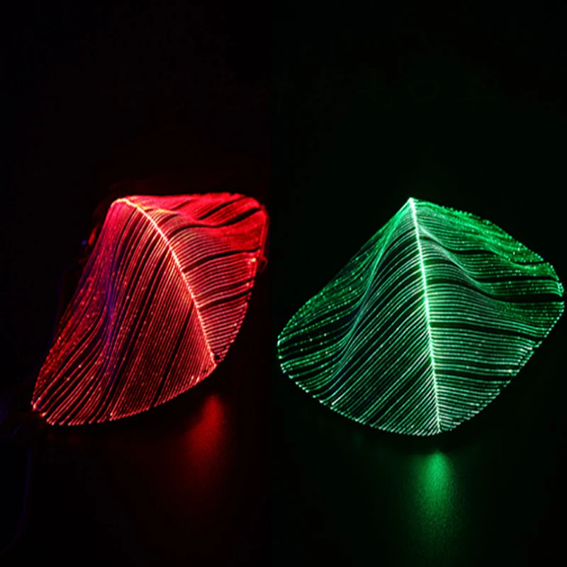 

Muti-Color Bar LED Light Optical Fiber Fabric Masks Personality Chargeable Dustproof Halloween Glow Party KTV Props 3.7V tt