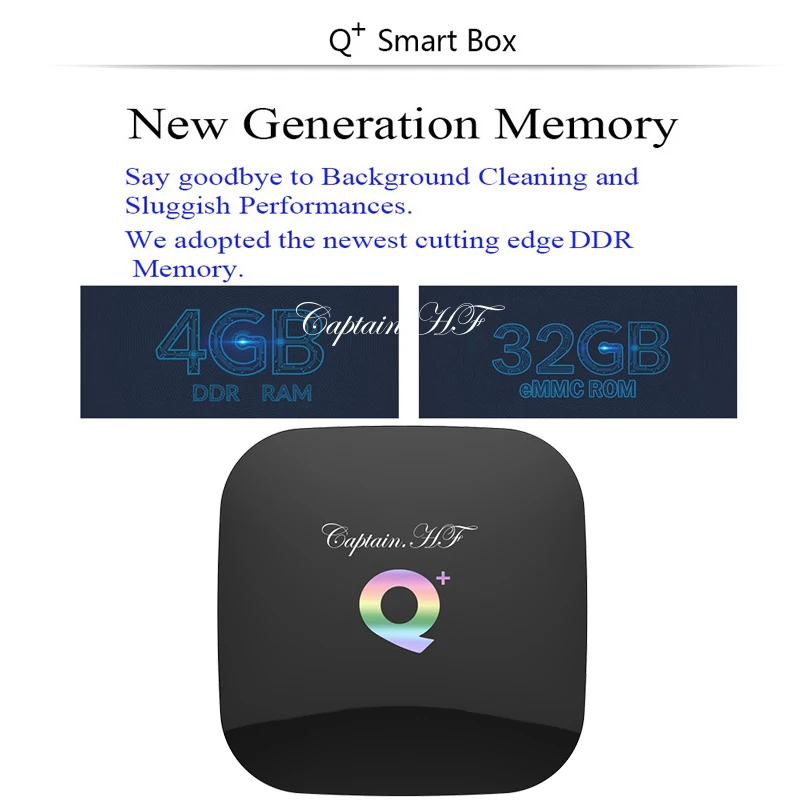  US Captain HF 2019 Q PLUS Android 9.0 Smart TV Box 4GB/ 32GB WiFi 2.4GHz Quad-core cortex-A53 HDMI 