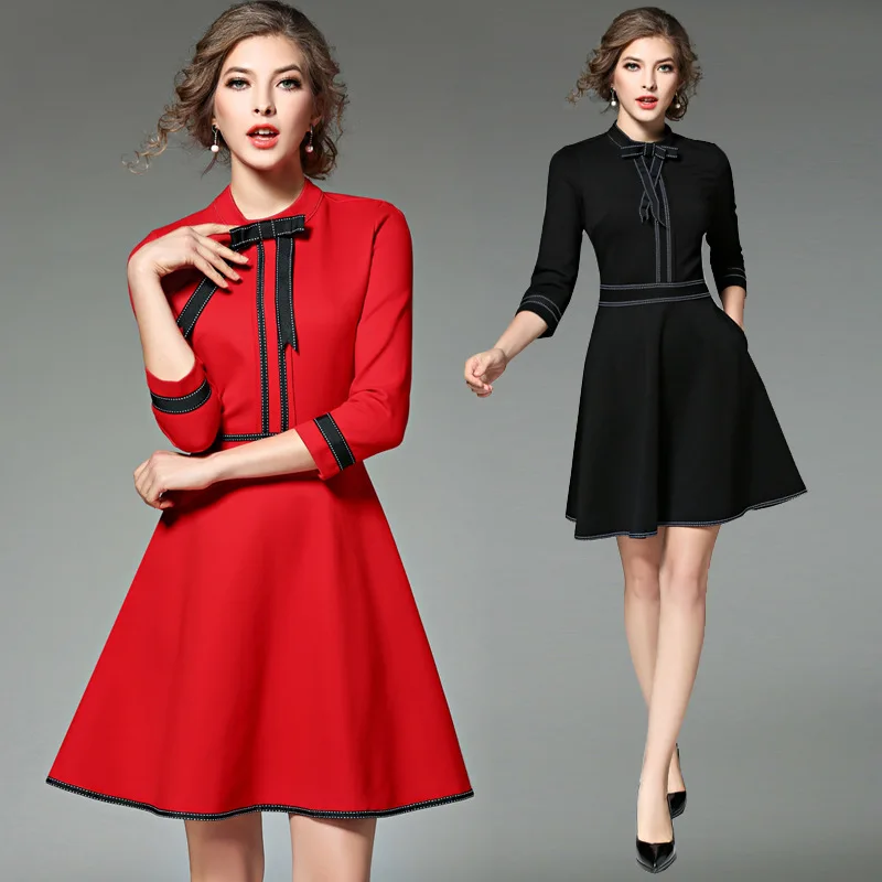 

Ozhouzhan Spring And Summer 2017 New Style WOMEN'S Dress Slimming Debutante Elegant-Style Base Red Full Body Dress