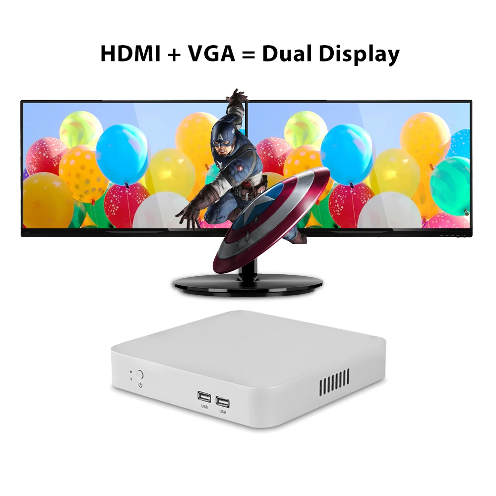 Мини ПК 7 го поколения Intel Core i7 7500U i5 7200U i3 Windows 10 Linux 4K UHD HTPC HDMI VGA 6 * USB 300M WiFi Gigabit