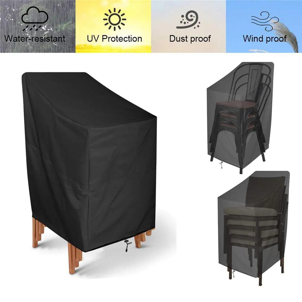 Waterproof Patio Chair Cover Outdoor Garden Furniture Stackable Lounge Seat Dust-proof Protection Cover Chair Storage Bags