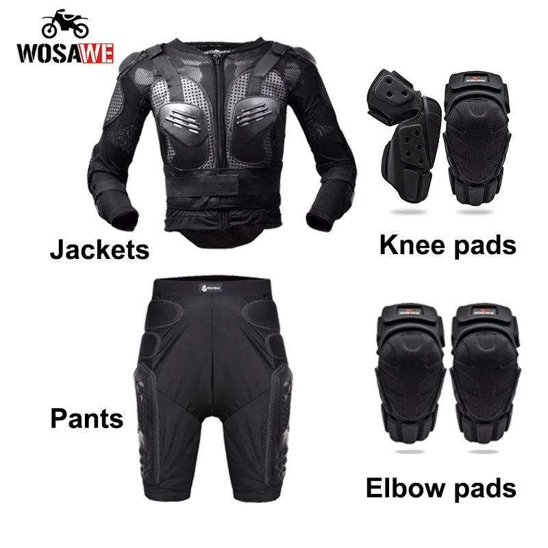 one Jackets sets WOSAWE один комплект костюм для мотокросса одежда мотоциклетная куртка короткие штаны наколенники налокотники Защита мото Броня мотобайк наборы - Цвет: one Jackets sets