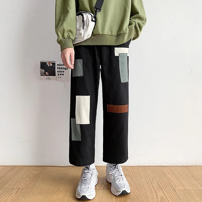

Spring And Autumn New Style INS Capri Pants Men's Pendant Sense Wide-Leg Dad Pants Ulzzang Straight-Cut Versatile Workwear Casua