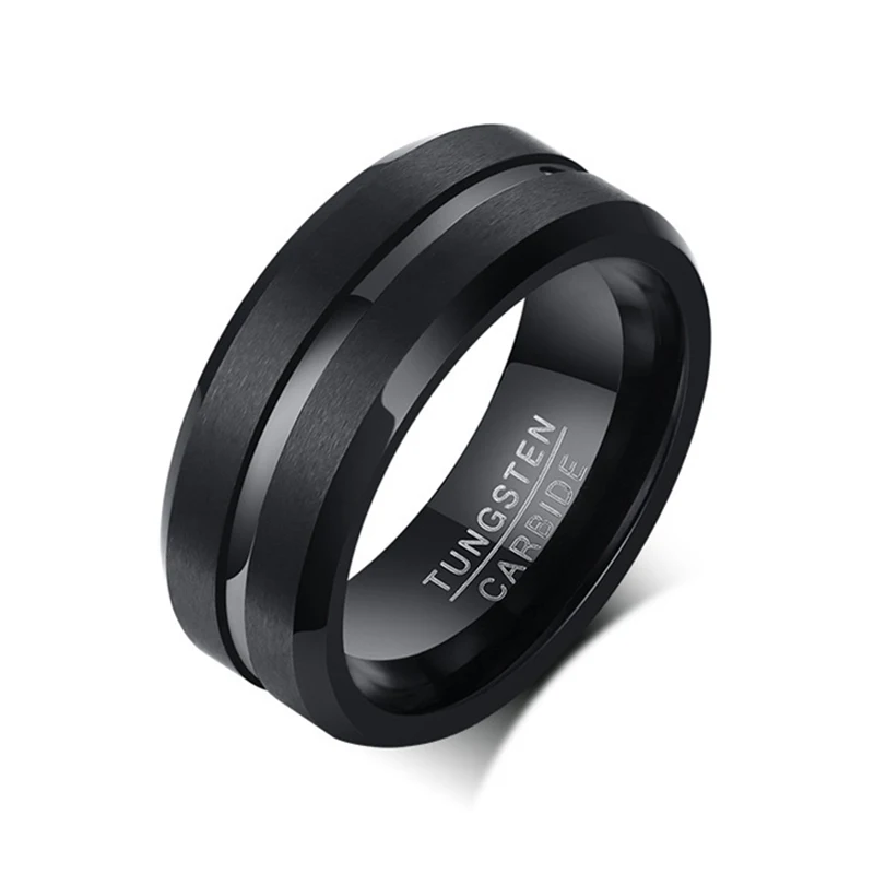 Wedding Rings Finger Rings Jewelry Rings Ring Jewelry 8MM Men's Stainless Steel Rings Colorful Groove Beveled Edge Wedding Engagement Ring Men's Anniversary Jewelry