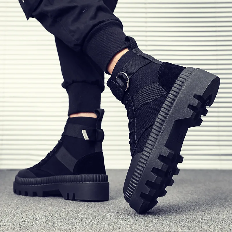 

Hose England Retro Martin Boots Lace-up Velcro Shoes Autumn New Style Hight-top Men's Boot Canvas Shoes