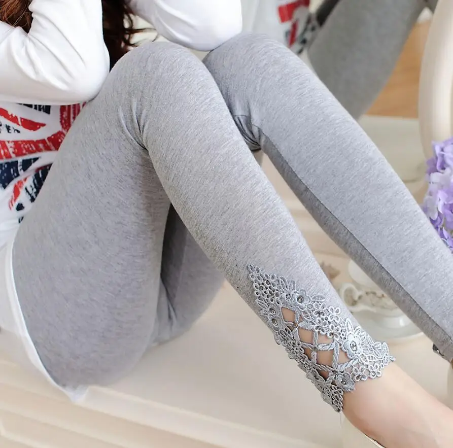 K057 Light Gray LJCUIYAO женские леггинсы алмазные леггинсы кружевные полые фитнес эластичные с высокой талией повседневные штаны белые черные женские s размера плюс одежда - Цвет: K057 Light Gray