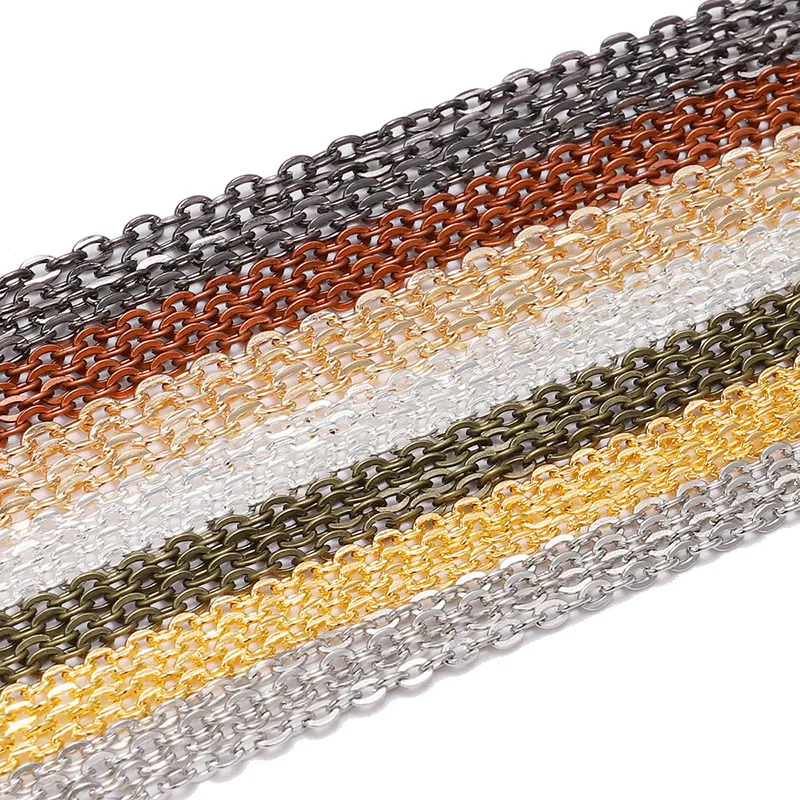 10m/lot Rhodium Bronze Brass Color Long Necklace Cable Chains For DIY