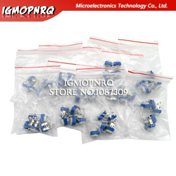 

65PCS RM063 Trimmer Potentiometer Adjustable Resistor Kit 500R 1K 5K 10K 20K 50K 100K 200K 500K 1M RM-063 Variable Resistors