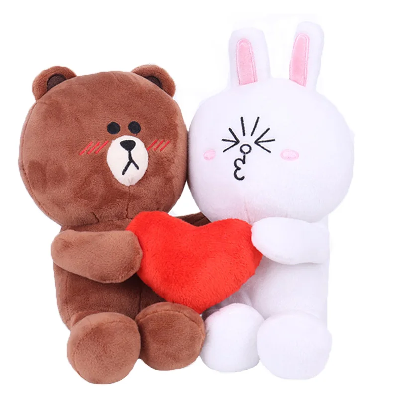 

2pcs/set Brown Bear and Bunny Cony Plush Toy Animals Bear Rabbit Plush Toy Wedding Decoration Baby Kid Birthday Gifts