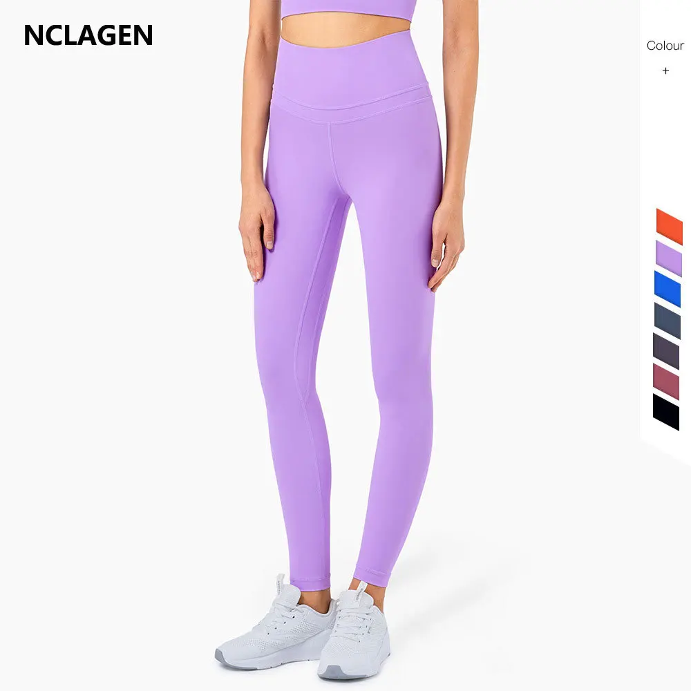 

Naked Feel Yoga Pants Women GYM Capri Fitness Legging High Waist Pocket Trousers Elastic Squat Proof Butt Lifting Sport Tights