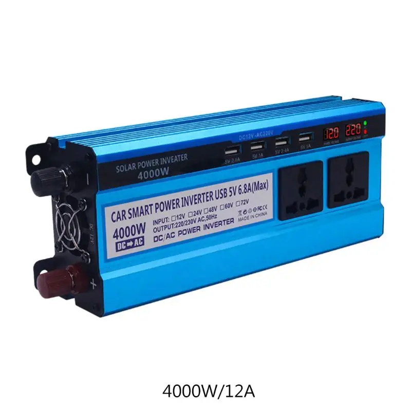 Солнечный инвертор постоянного тока в 12/24V к переменному току 220V 500/3000/4000/5000W 4 Порты usb 2/3 розетки Y5GA