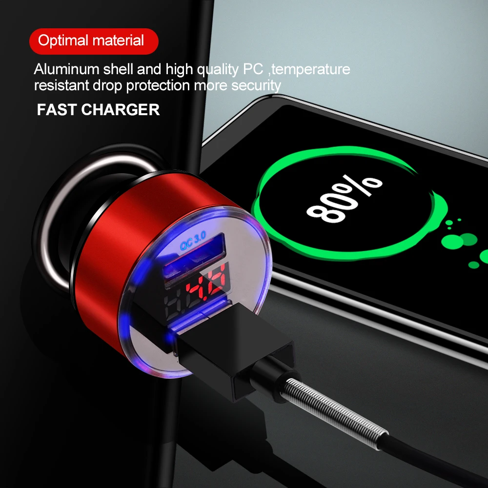 Автомобильное зарядное устройство OLAF 30W 5V 3A Dual QC 3 0 с быстрой зарядкой USB для iPhone X 8
