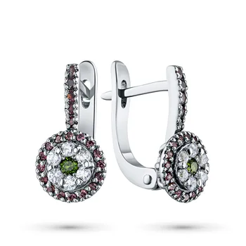 

Earrings made of silver with chrome-diopside, cubic zirconia and grenades e0630sg09193010