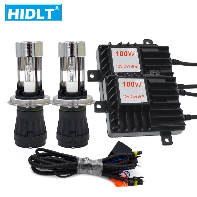 HIDLT 24V 100W H4 Bixenon HID Conversion Kit For Auto Truck Boat AC Electronic Ballast With H4-3 4300K 6000K 8000K Headlight Lamp (2)