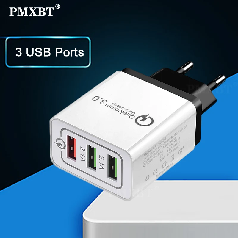 Зарядное устройство USB с 3 USB-портами кабель для зарядки телефона адаптер iphone Samsung