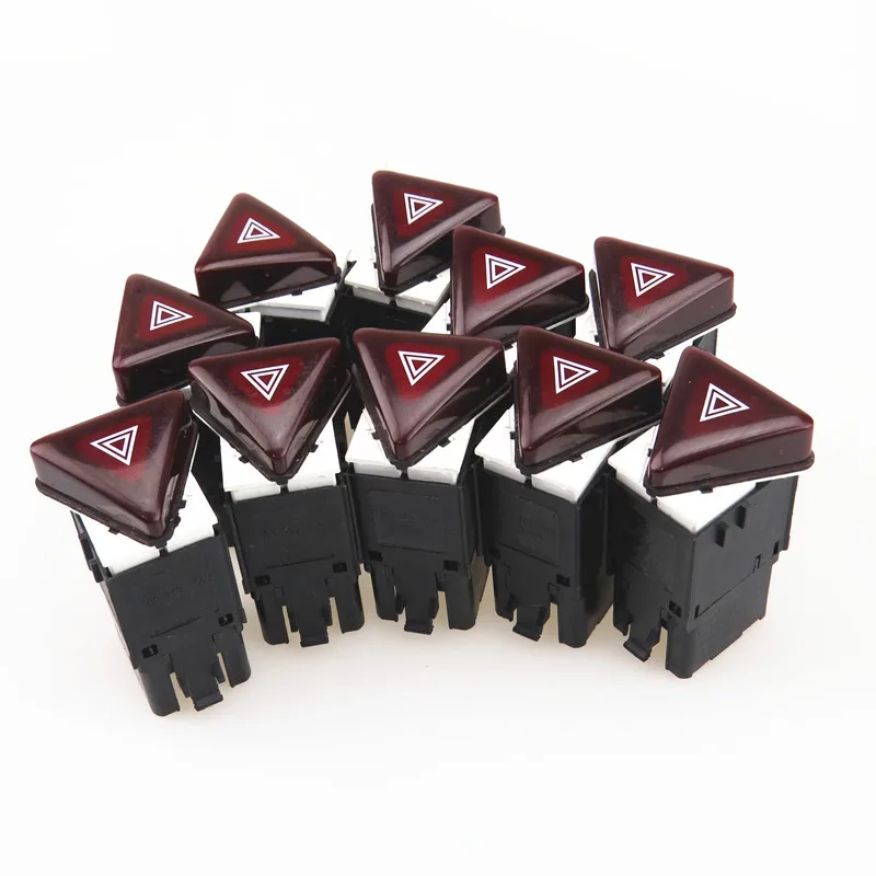

AZQFZ 10 Pcs Red Hazard Warning Lights Switch Double Flash Emergency Button For VW Jetta MK5 Golf MK5 GTI 5 Rabbit 18G 953 509