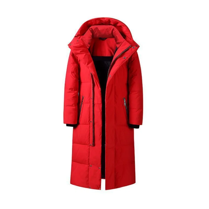 Women White Duck Down Jackets Men Winter Thick Warm Hooded Outerwear Female Casual Solid Long Outerwear